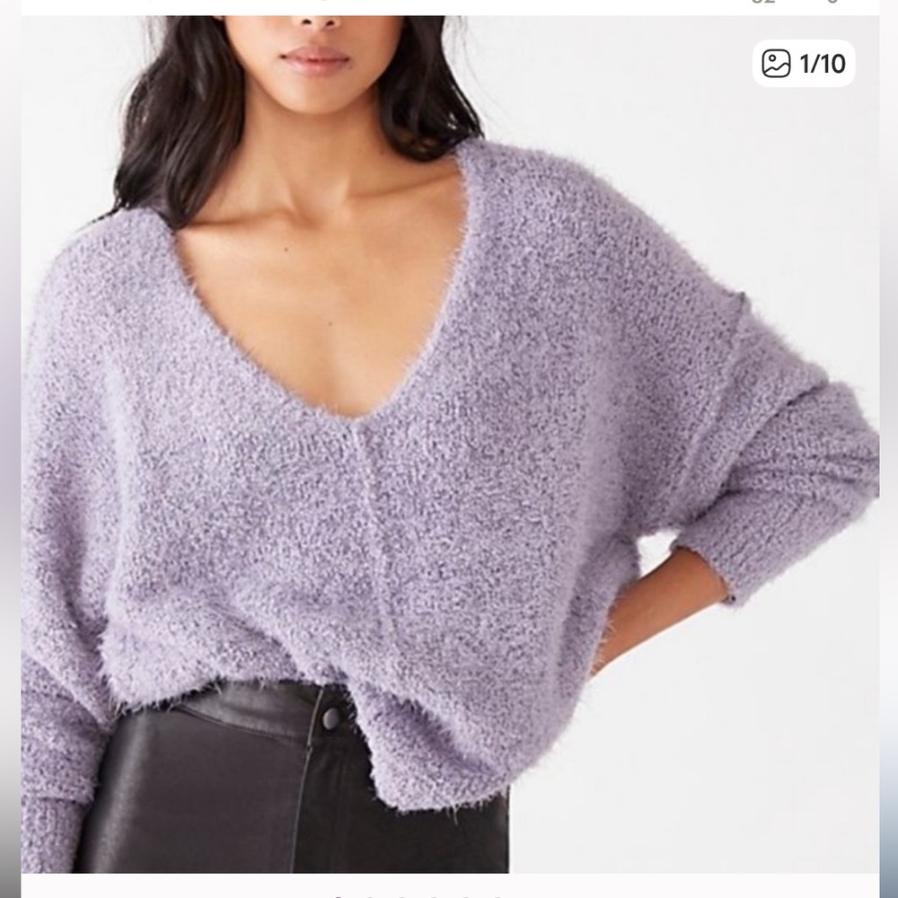 Free People Fuzzy V-neck Sweater
